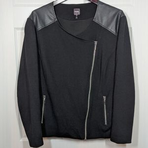 Black Faux Leather Panel Plus Size Jacket 18w